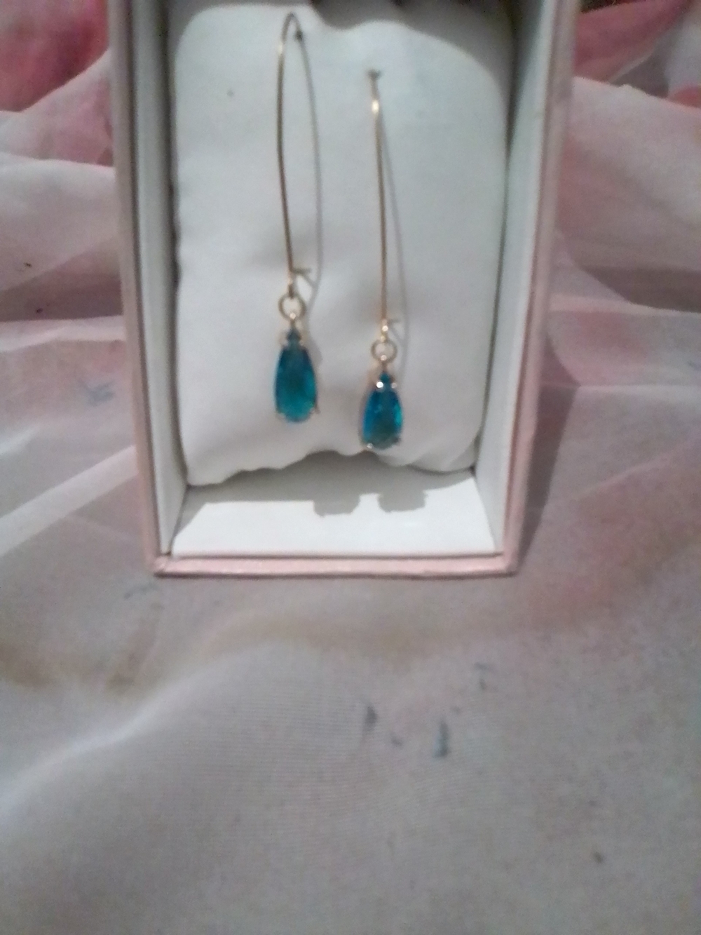 Gold Drop Earrings with Topaz Gemstones - Women Jewelry